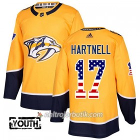 Barn Ishockey Nashville Predators Tröja Scott Hartnell 17 Adidas 2017-2018 Guld USA Flag Fashion Authentic